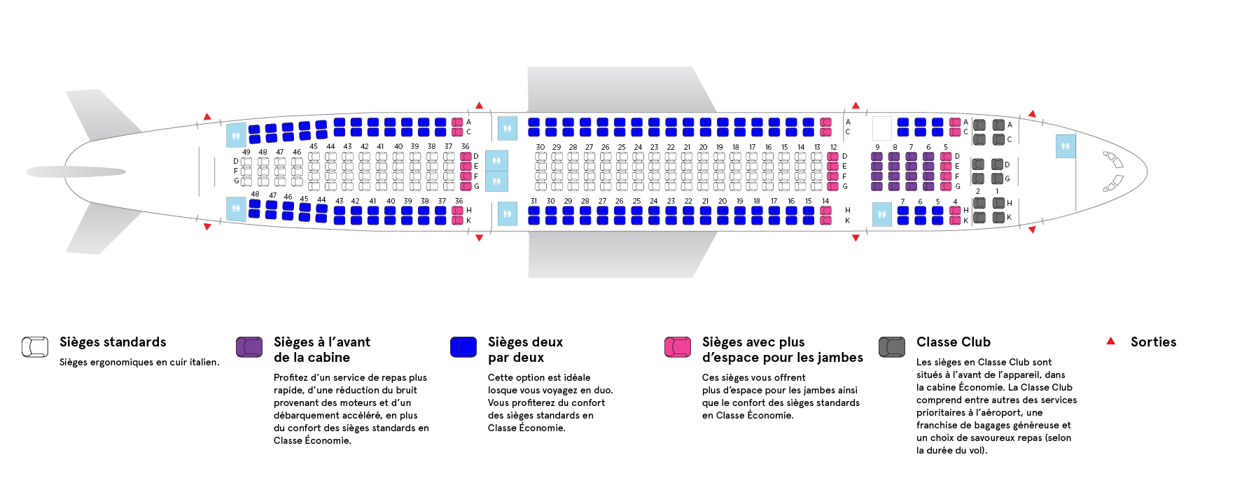 Cabine de l'Airbus A330-200 Low Density Air Transat