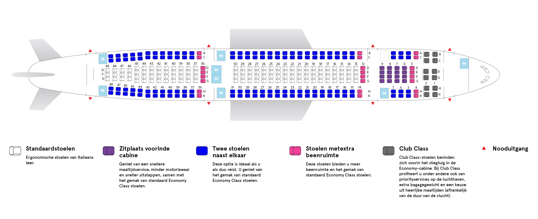 Cabine van Air Transat’s Airbus A330-200 Low Density
